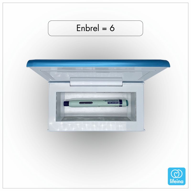 6 injections of enbrel in a lifeinabox medication cool box