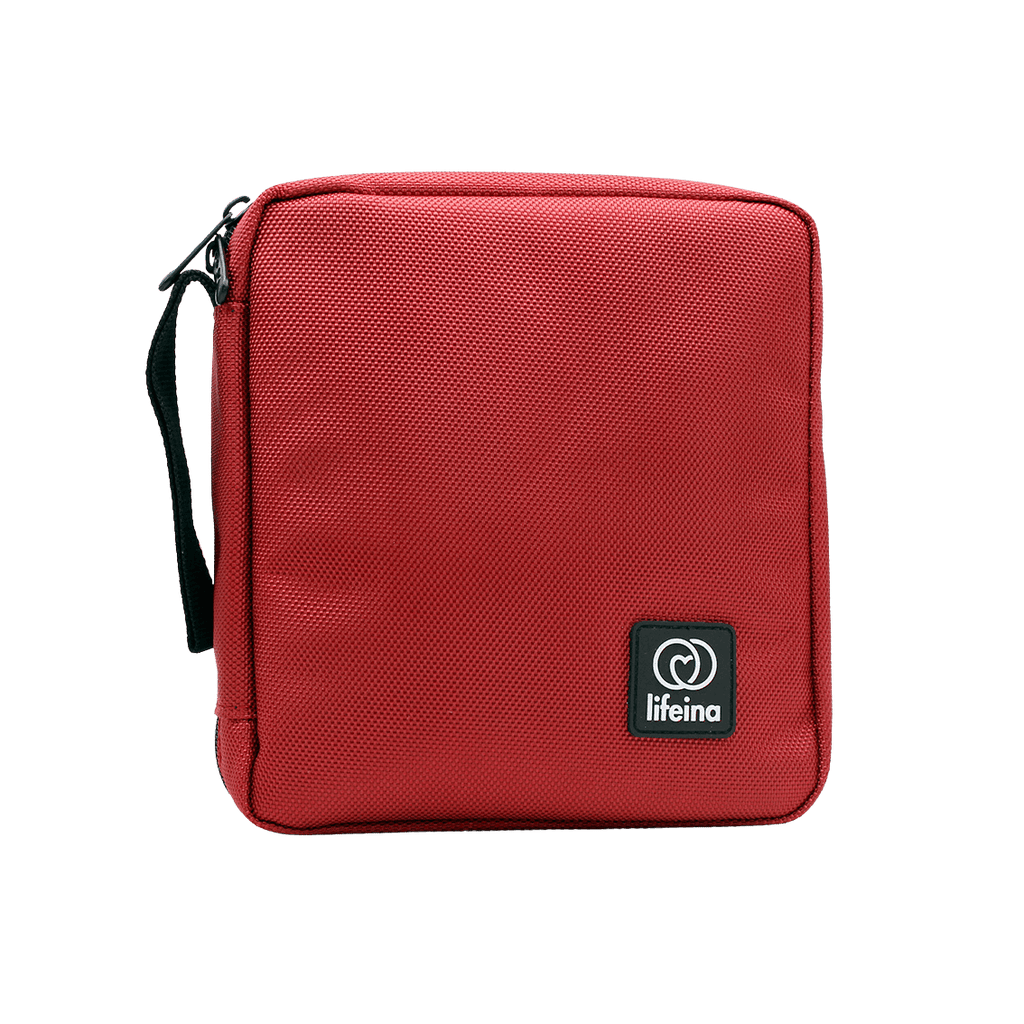 red medication cooling bag front view lifeinabag24 medicooler