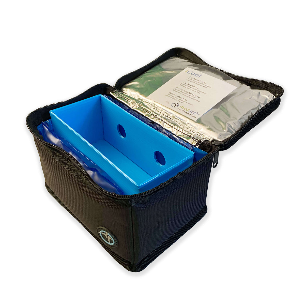 iCool vacbag medication cooling bag, front view of the inside
